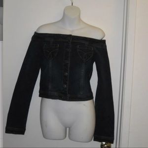 Off the shoulder jean jacket